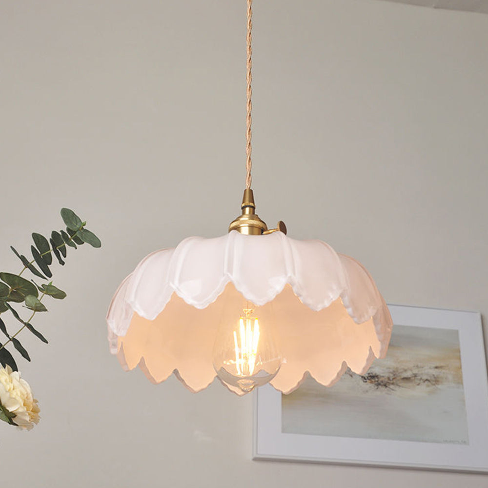 Vintage Blumen-Glaspendelleuchte