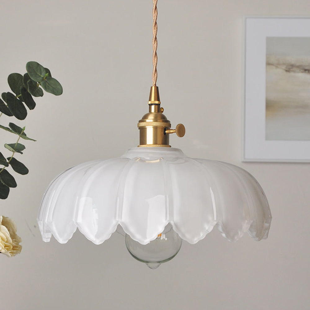 Vintage Blumen-Glaspendelleuchte