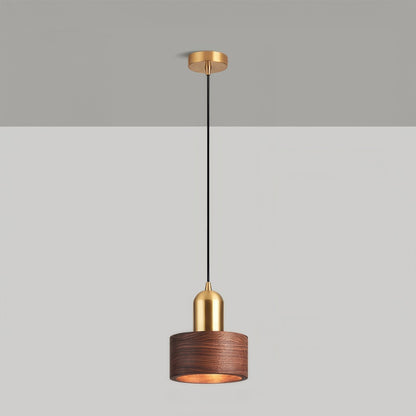Japanese Walnut & Brass Cylinder Pendant