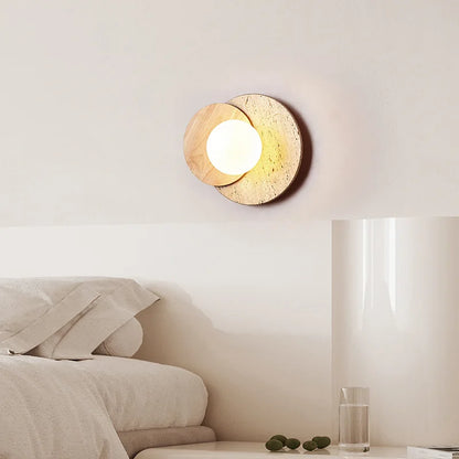 Wabi-Sabi Stone & Wood Wall Lamp