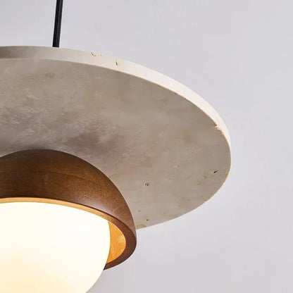 Dänemark LED-Pendelleuchte aus Walnuss & Stein