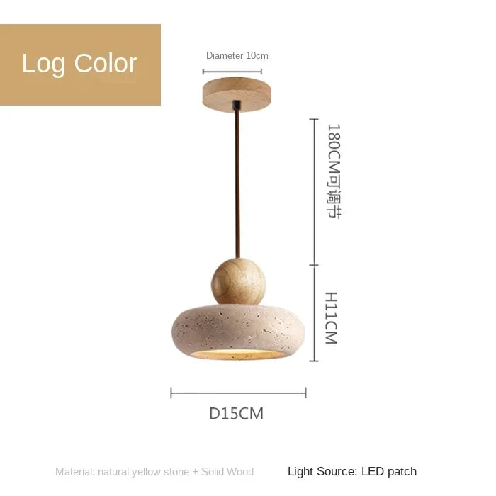 Natural Stone & Wood Mini Pendant Light