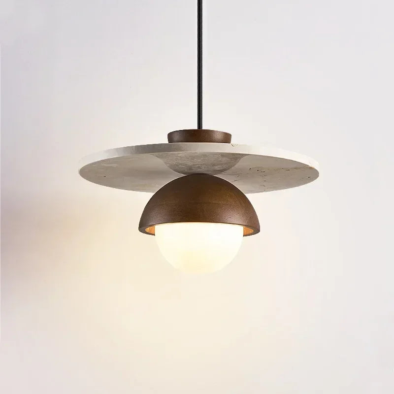 Dänemark LED-Pendelleuchte aus Walnuss & Stein