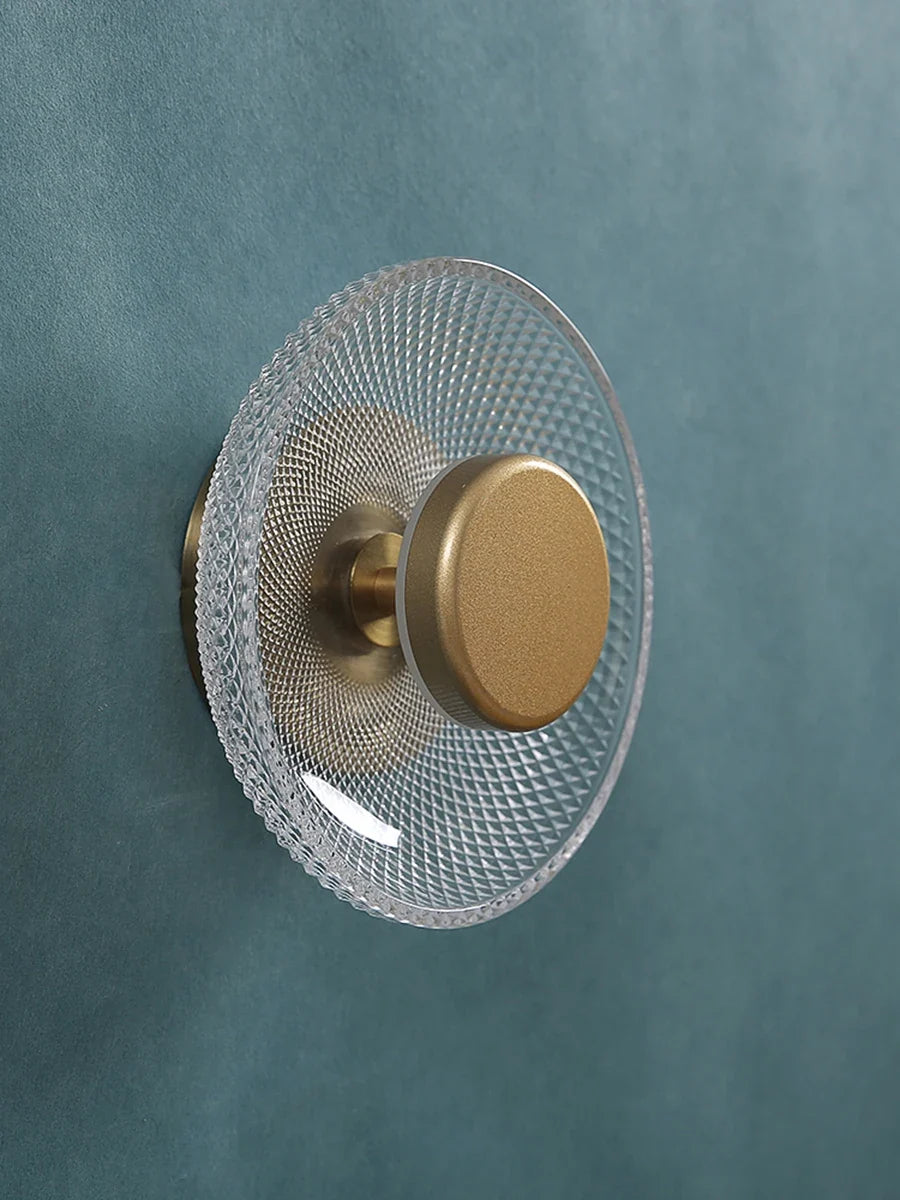 Strukturierte, farbige LED-Scheiben-Wandleuchte aus Glas