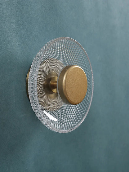 Strukturierte, farbige LED-Scheiben-Wandleuchte aus Glas