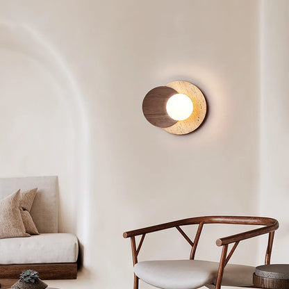 Wabi-Sabi Stone & Wood Wall Lamp