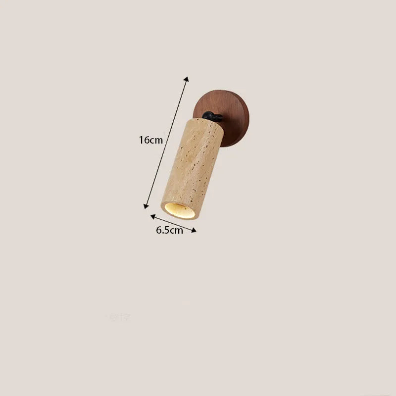 Huangdong Wandleuchte aus Travertin & Holz
