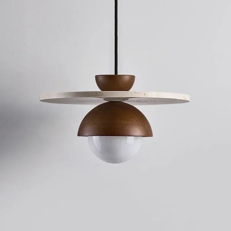 Dänemark LED-Pendelleuchte aus Walnuss & Stein