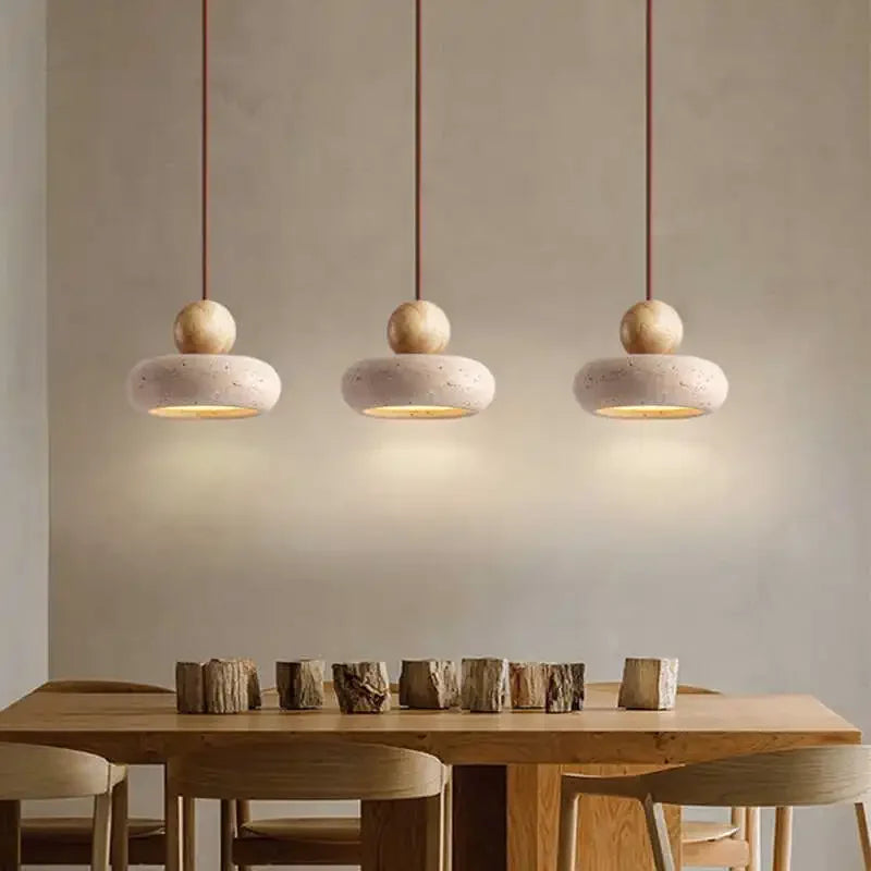 Natural Stone & Wood Mini Pendant Light