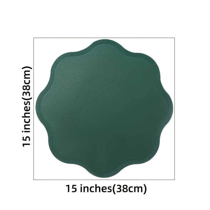 FloraMat Round Embossed Faux Leather Placemats