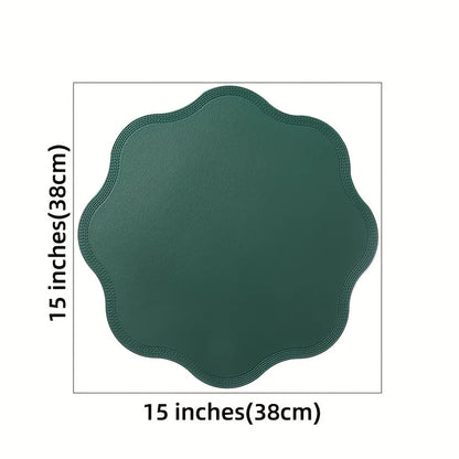 FloraMat Round Embossed Faux Leather Placemats