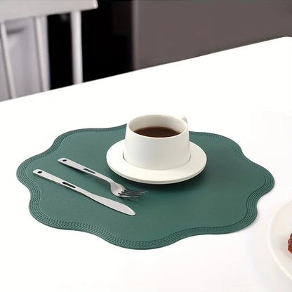 FloraMat Round Embossed Faux Leather Placemats