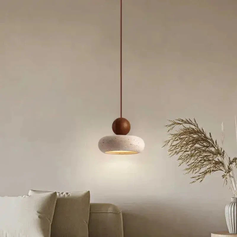 Natural Stone & Wood Mini Pendant Light