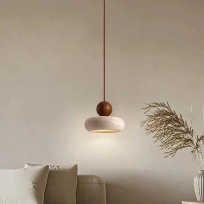 Natural Stone & Wood Mini Pendant Light