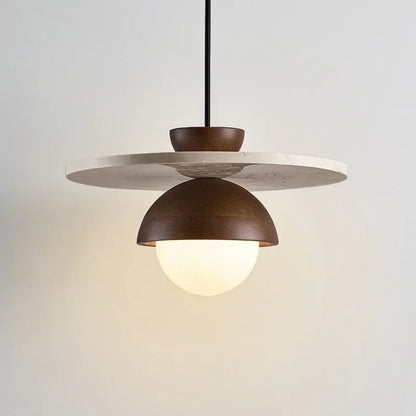 Dänemark LED-Pendelleuchte aus Walnuss & Stein