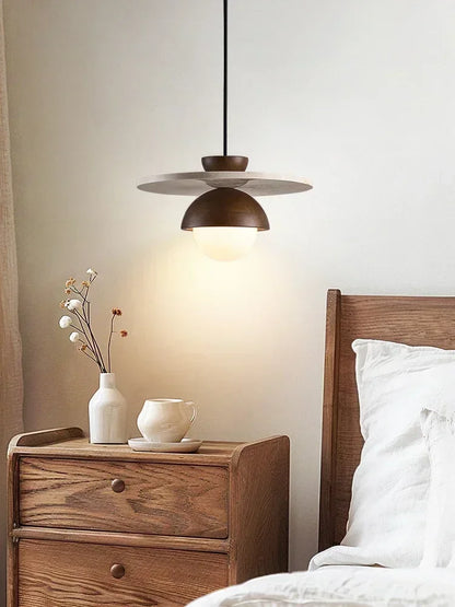 Dänemark LED-Pendelleuchte aus Walnuss & Stein