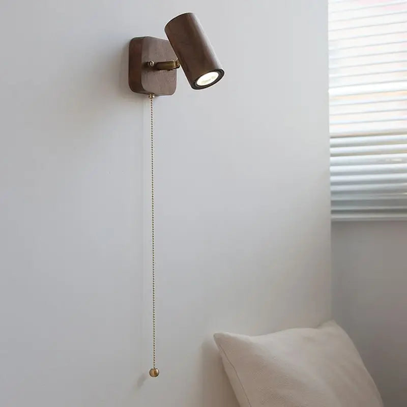Arlo Walnut & Brass LED Wall Spotlight