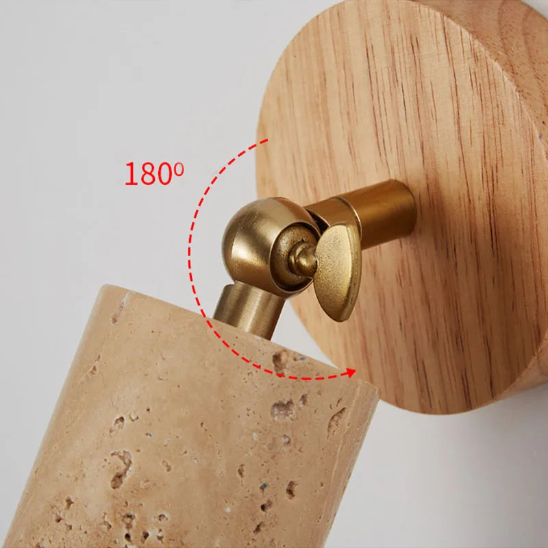 Huangdong Wandleuchte aus Travertin & Holz