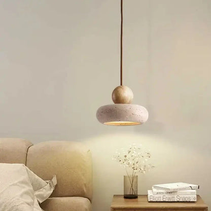 Natural Stone & Wood Mini Pendant Light