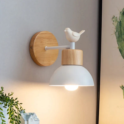 Nordic Wooden Bird LED Wall Lamp
