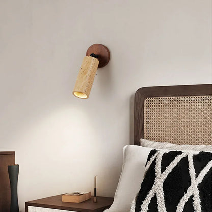 Huangdong Wandleuchte aus Travertin & Holz