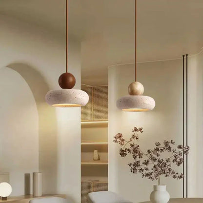 Natural Stone & Wood Mini Pendant Light