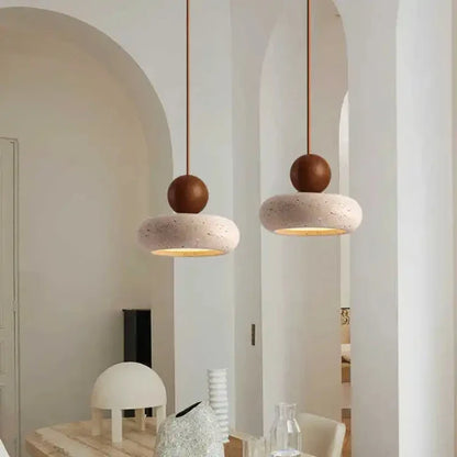 Natural Stone & Wood Mini Pendant Light