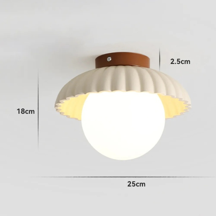 Deckenleuchte für den Flur aus geripptem Eisen und Glas