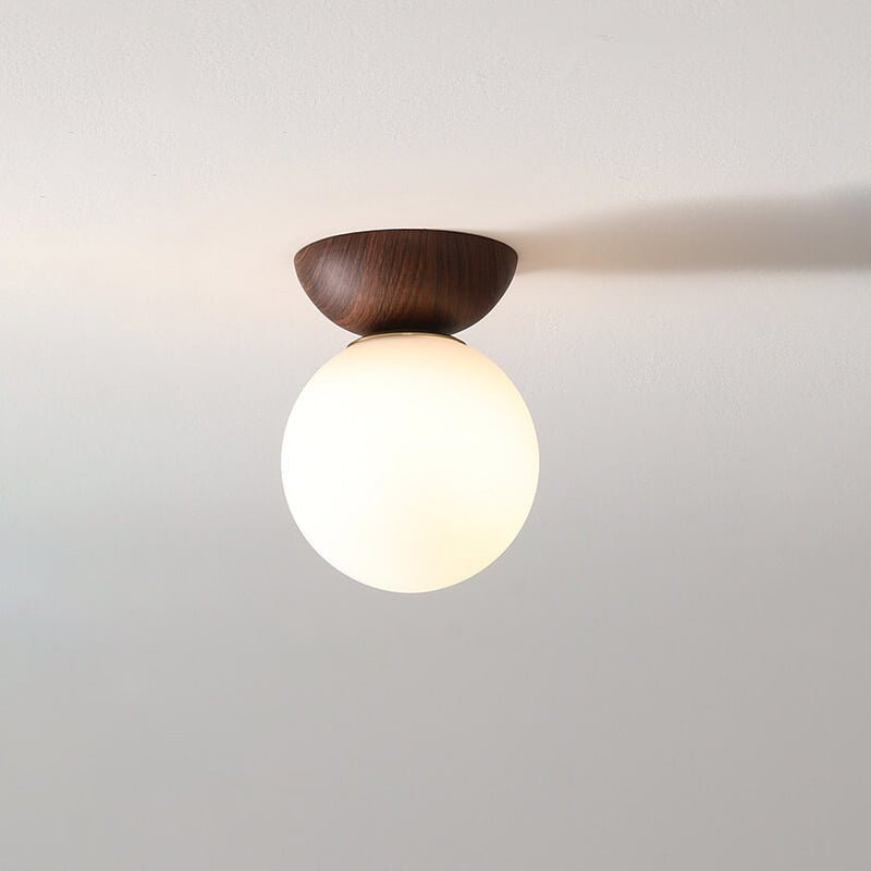 Deckenleuchte aus japanischem Holz und Milchglas