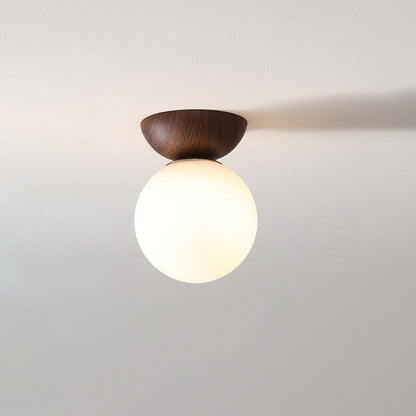 Deckenleuchte aus japanischem Holz und Milchglas