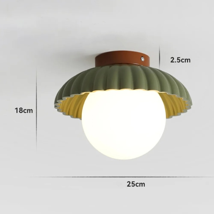 Deckenleuchte für den Flur aus geripptem Eisen und Glas