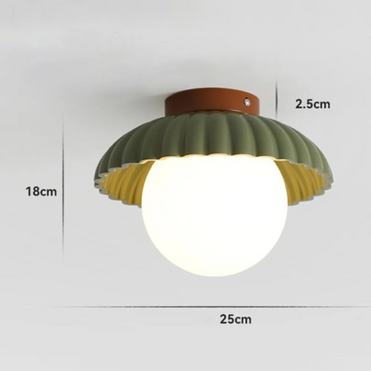 Deckenleuchte für den Flur aus geripptem Eisen und Glas