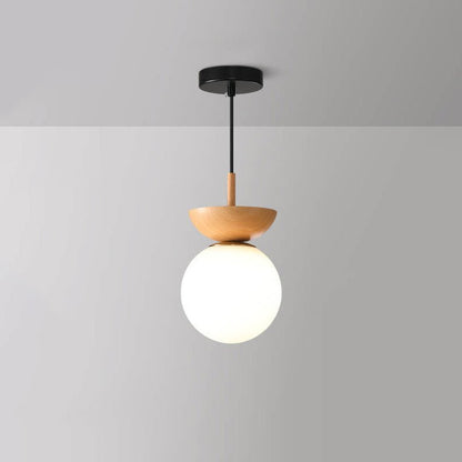 Deckenleuchte aus japanischem Holz und Milchglas