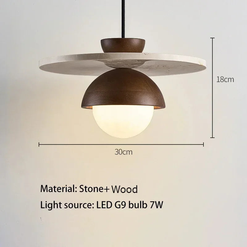 Dänemark LED-Pendelleuchte aus Walnuss & Stein