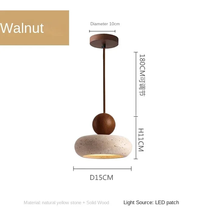 Natural Stone & Wood Mini Pendant Light