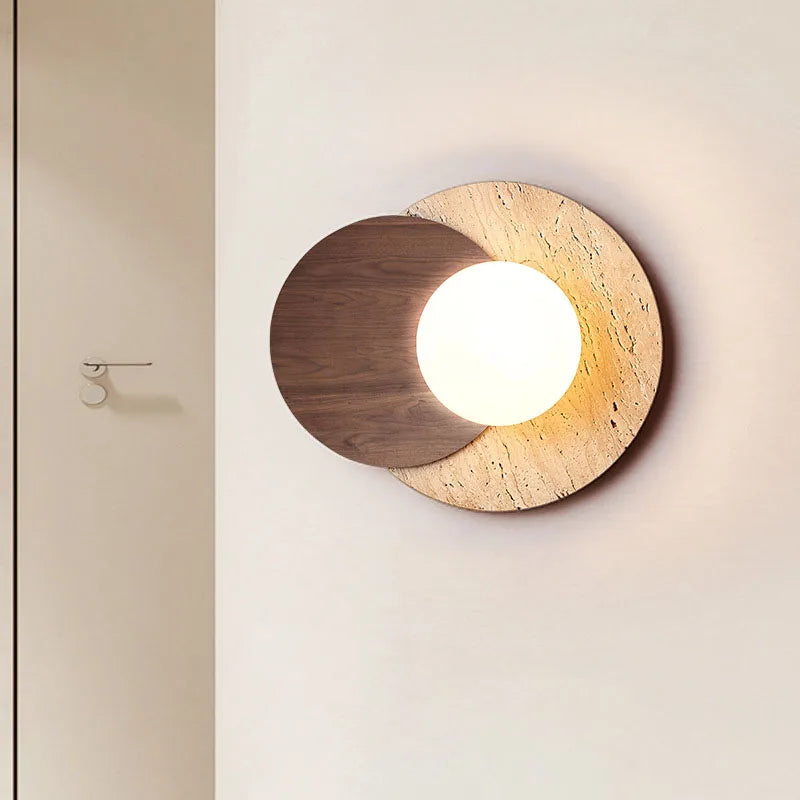 Wabi-Sabi Stone & Wood Wall Lamp