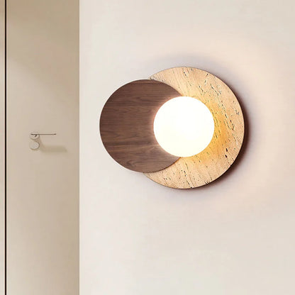Wabi-Sabi Stone & Wood Wall Lamp