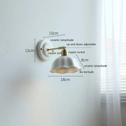 Nordic Cream Ceramic Flower Wall Lamp