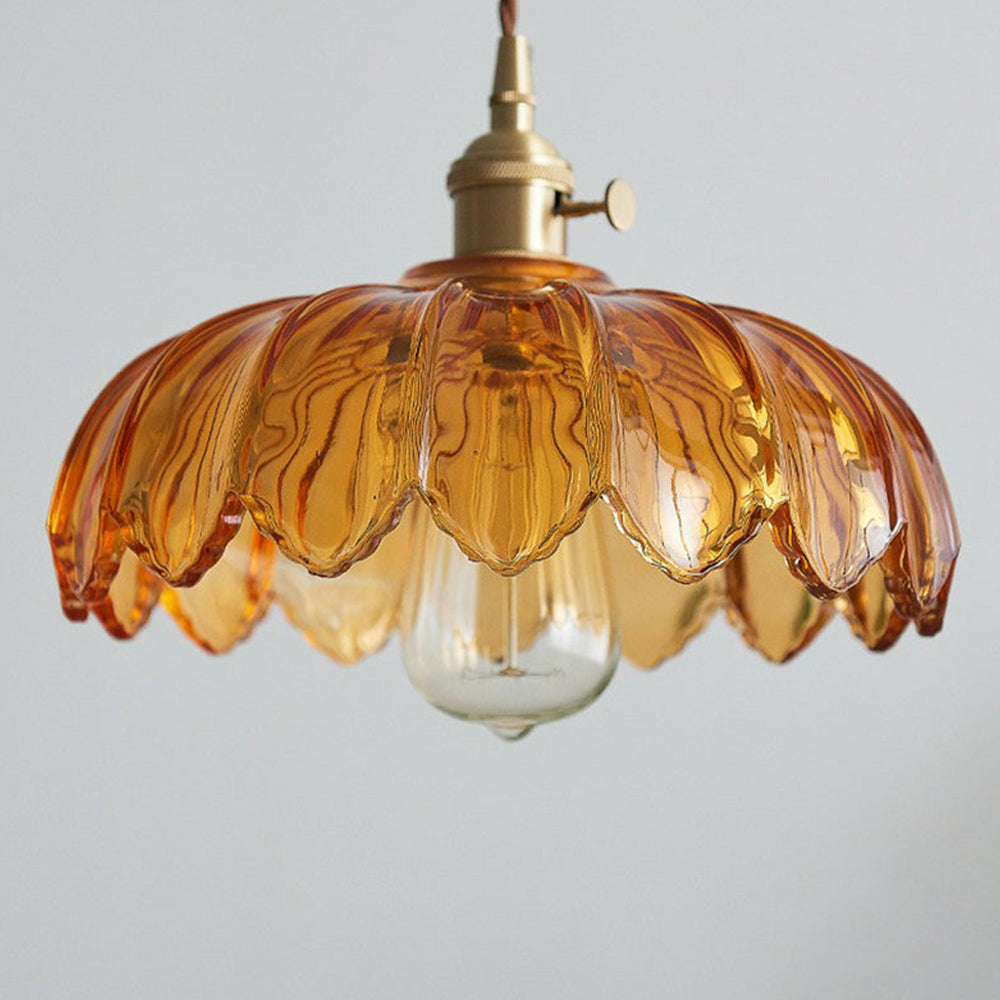 Vintage Blumen-Glaspendelleuchte