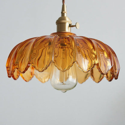 Vintage Blumen-Glaspendelleuchte