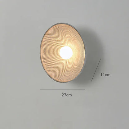Rustic Wood-Effect Circular LED Wall Sconce
