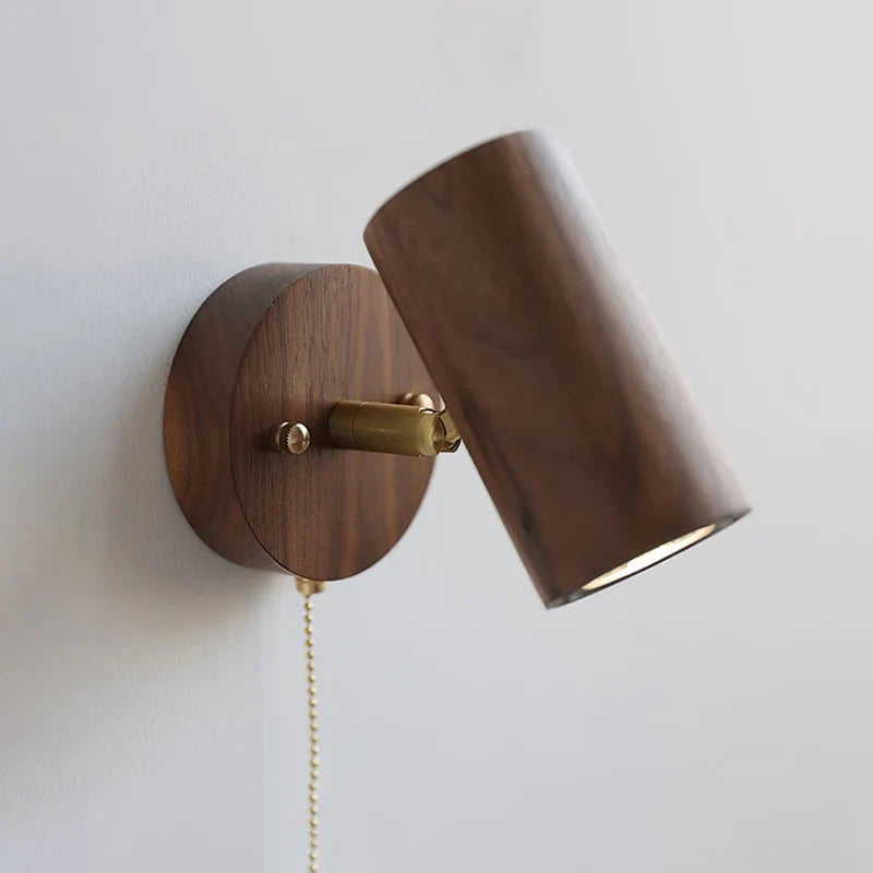Arlo Walnut & Brass LED Wall Spotlight