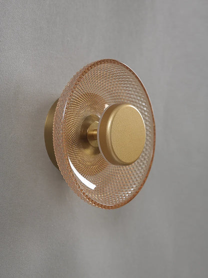 Strukturierte, farbige LED-Scheiben-Wandleuchte aus Glas