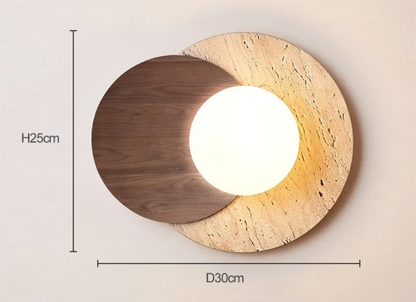 Wabi-Sabi Stone & Wood Wall Lamp