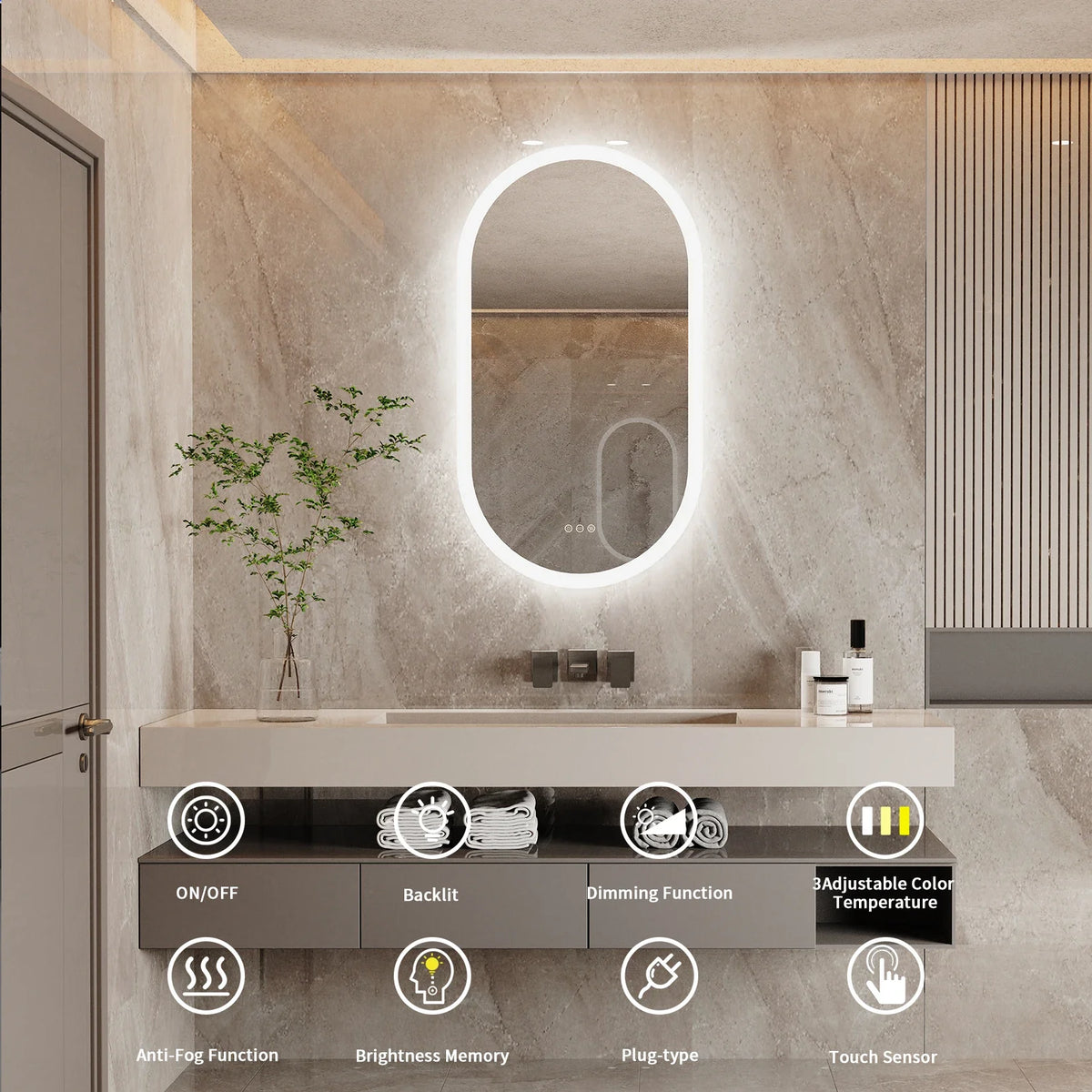 LumoOval LED Bathroom Mirror