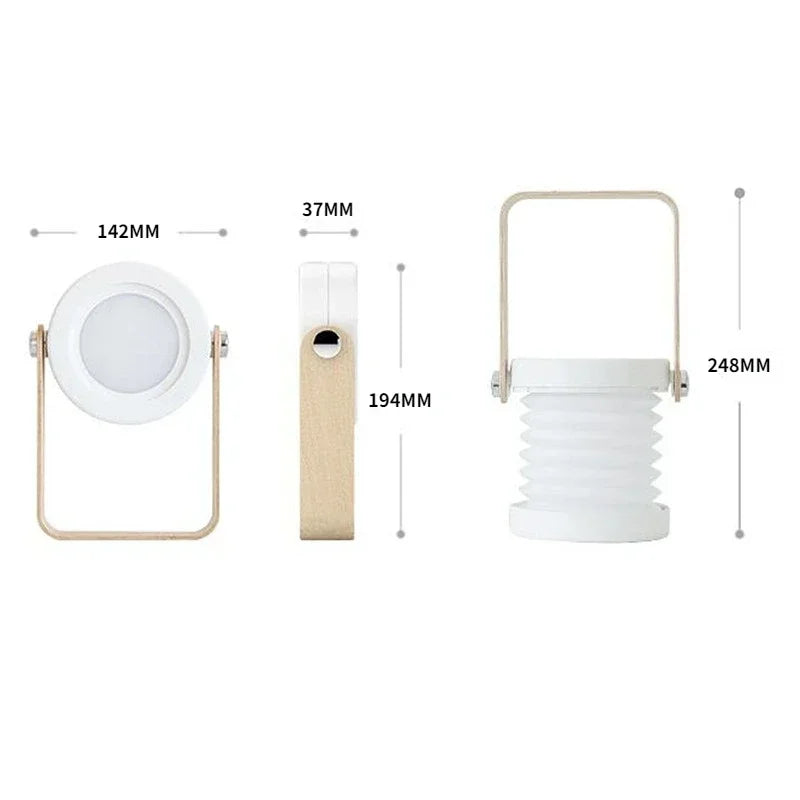 Wooden Handle Folding Rechargeable Lantern