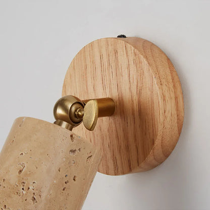 Huangdong Wandleuchte aus Travertin & Holz