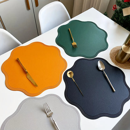 FloraMat Round Embossed Faux Leather Placemats