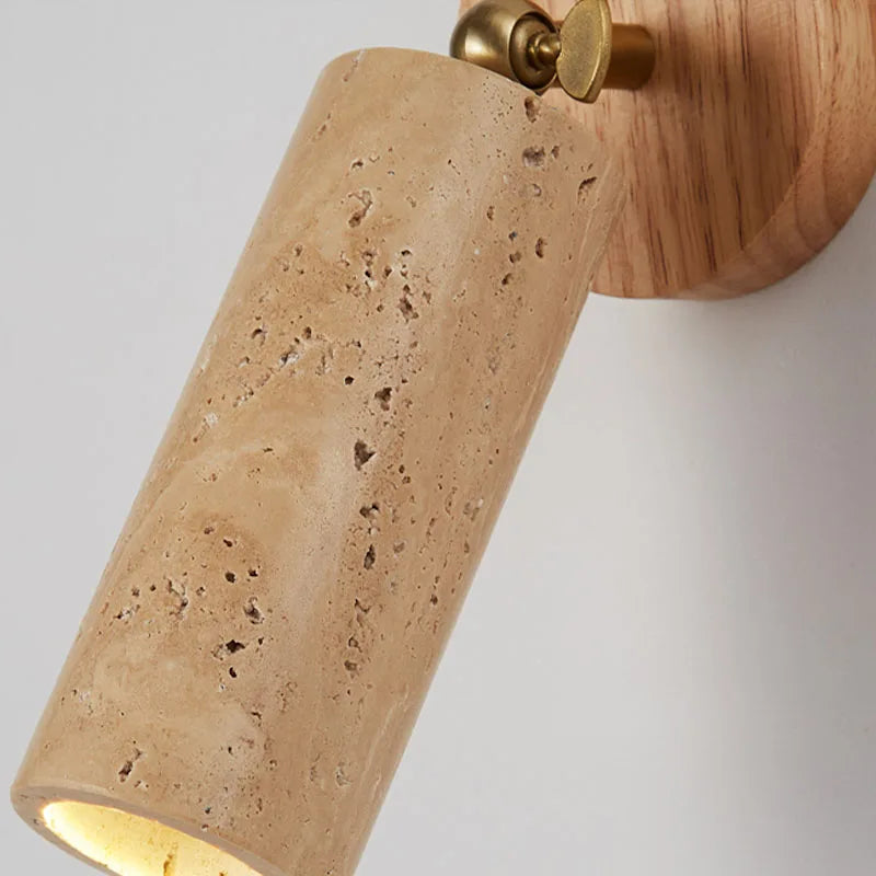 Huangdong Wandleuchte aus Travertin & Holz