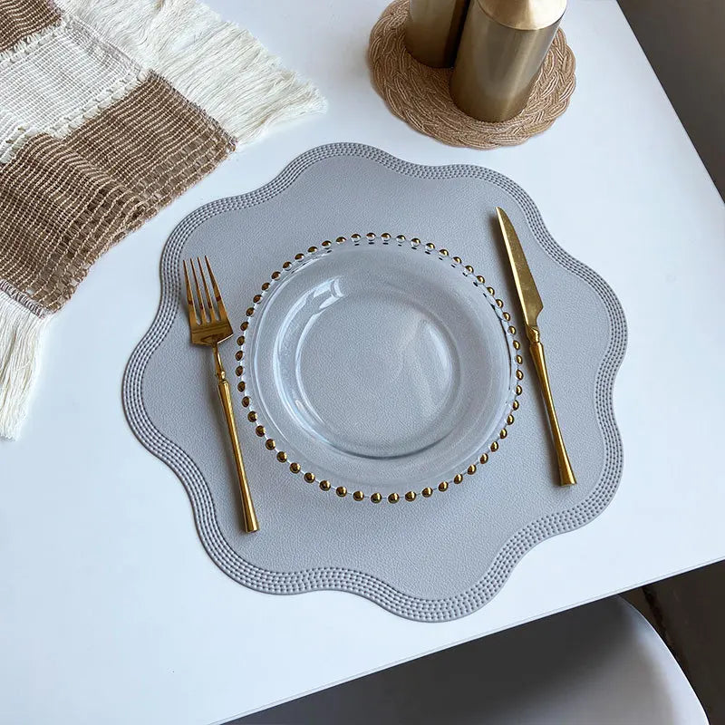 FloraMat Round Embossed Faux Leather Placemats